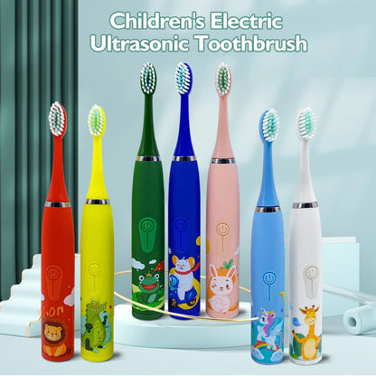 Kids Cartoon Design Electric Toothbrush With Extra Heads