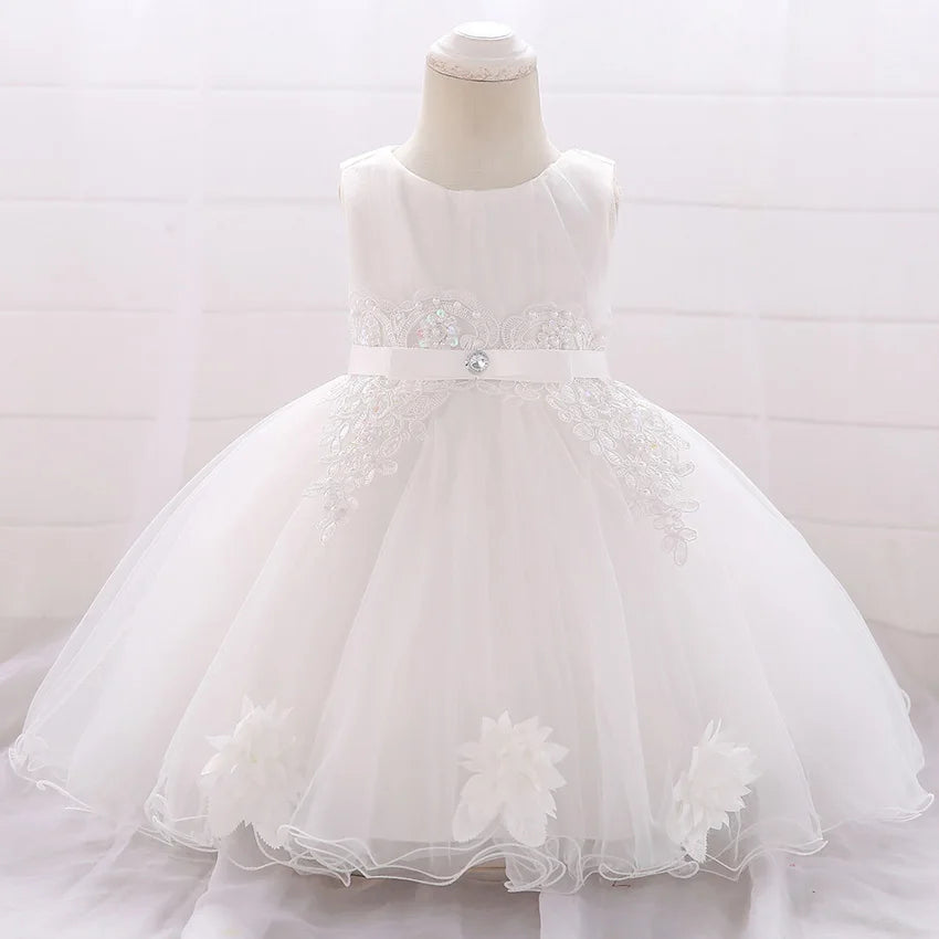 Beaded Sequined First Birthday Party Dresses for Baby Girls
