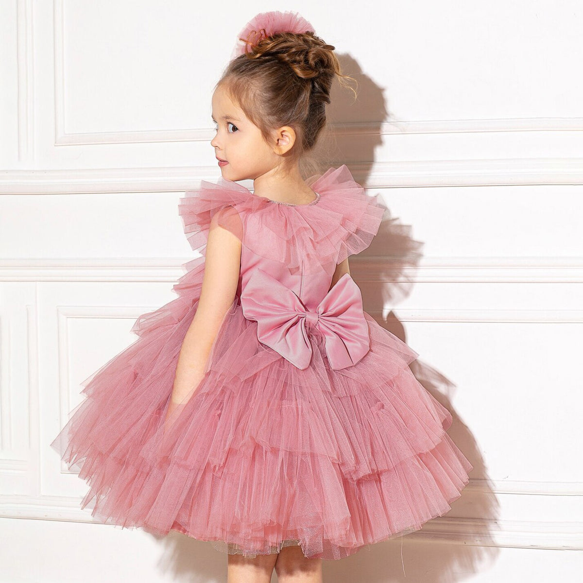 Kids Girls Fluffy Tiered Tulle Bridesmaid Party Dresses childrensterritory