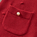 Cute Red Colored Long Sleeved Girls Winter Party Dress childrensterritory