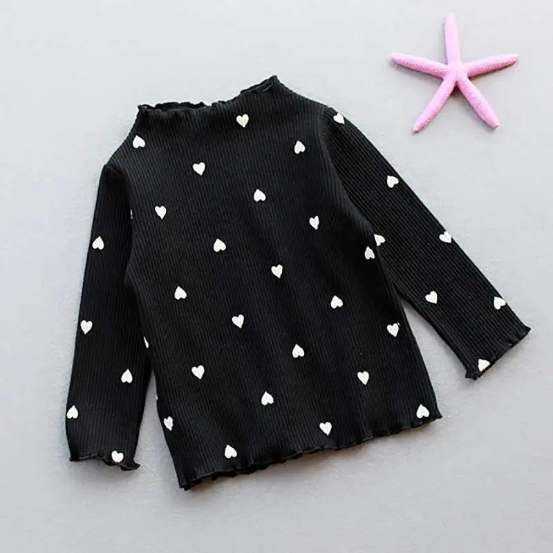 Kids Girls Lovely Heart Print Casual Tops for Autumn childrensterritory