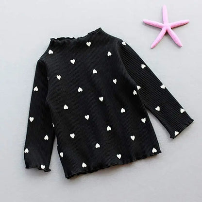 Kids Girls Lovely Heart Print Casual Tops for Autumn childrensterritory