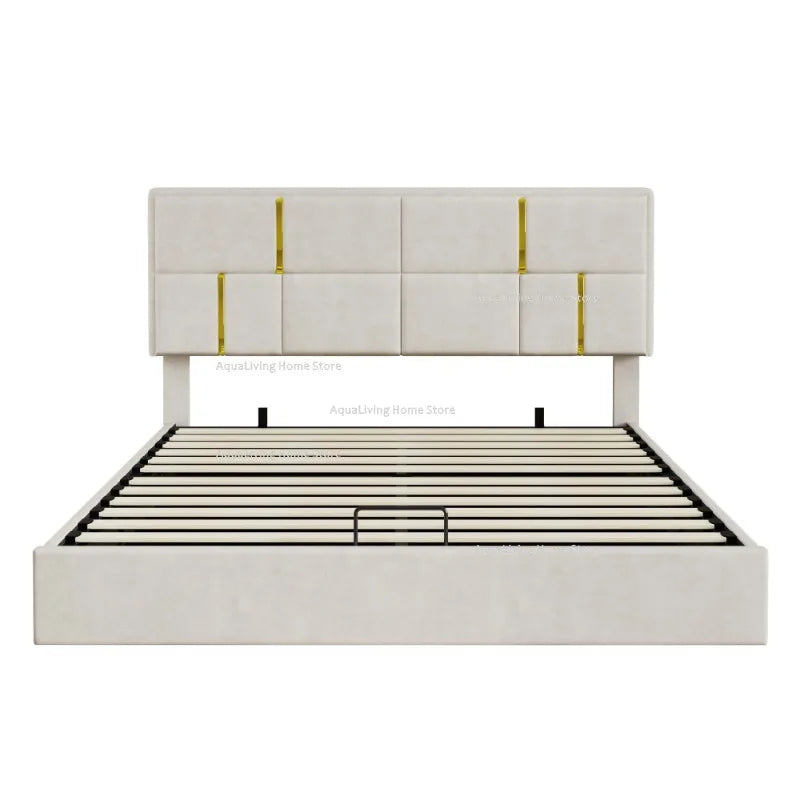 Platform Bed in Queen Size with Upholstery and Hydraulic Storage