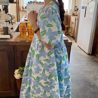 Floral Pattern Casual Style Girls Dresses for Summer