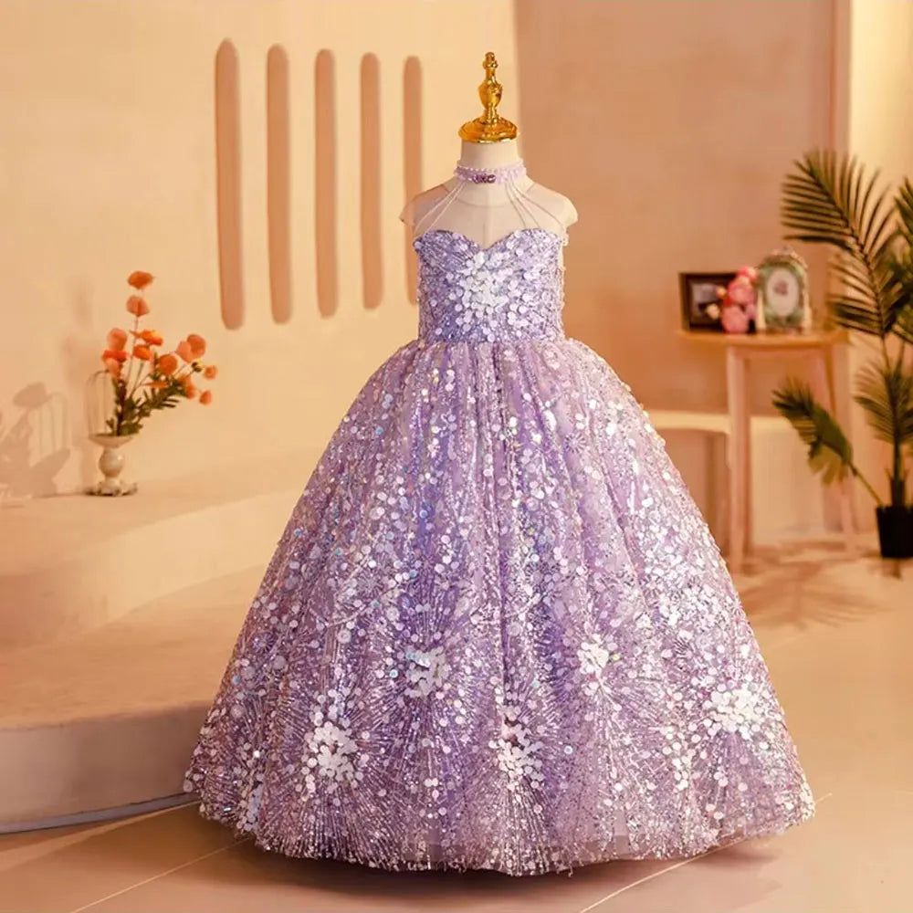 Gorgeous Sparkling Beading Girls Wedding Birthday Party Dress