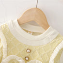 Baby Girls' Long-Sleeved Bow-Design Elegant Dresses