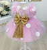 Baby/Kids Girls Wedding Party Dress With Gold Sequin Bow childrensterritory