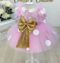 Baby/Kids Girls Wedding Party Dress With Gold Sequin Bow childrensterritory