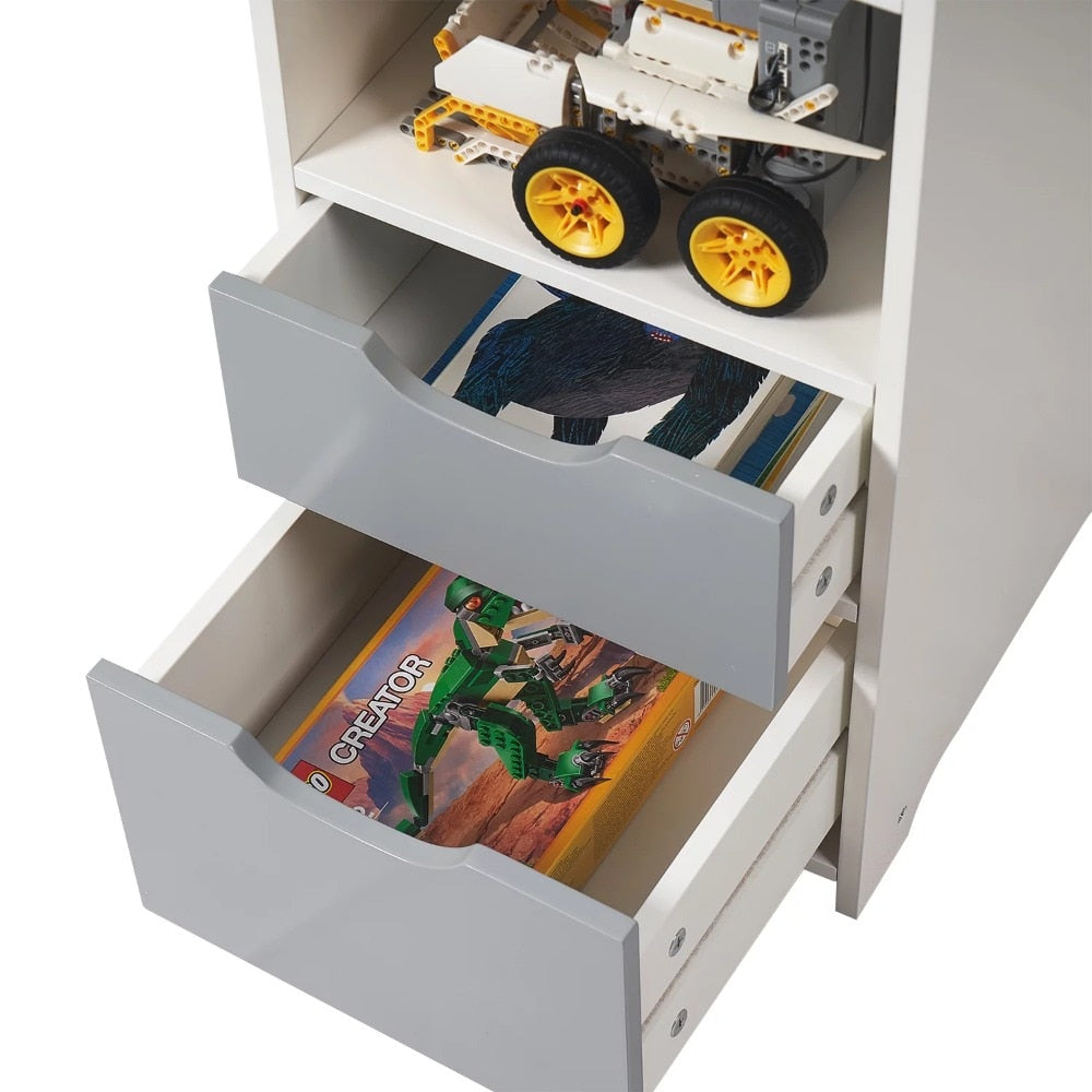 White and Gray Kids Wooden Computer Desk with Drawers childrensterritory