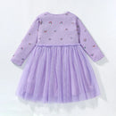 Little Girls Long Sleeves Floral and Rainbow Design Fall Dresses childrensterritory