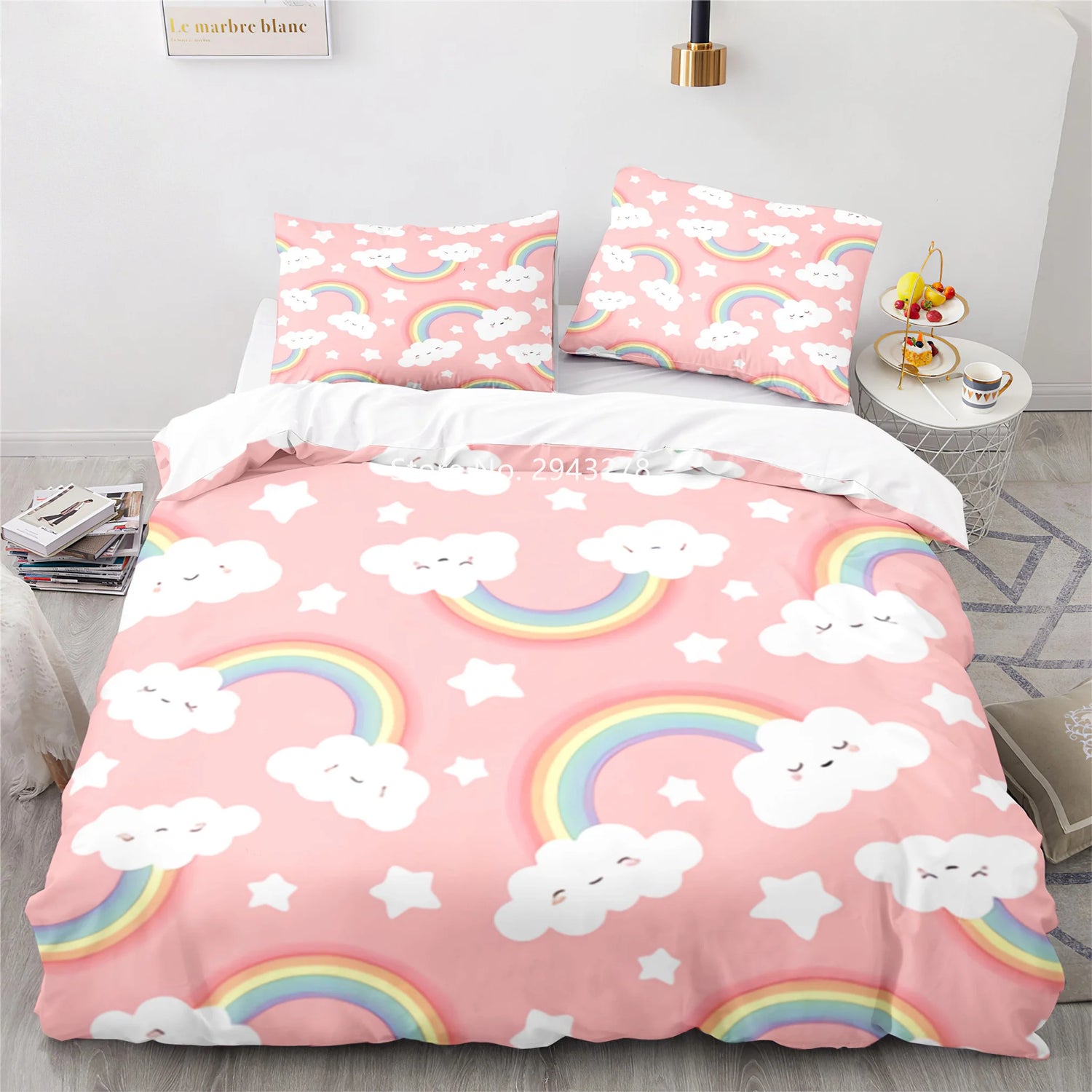 Rainbow Print Lovely Duvet Cover Pillowcase Kids Bedding Set