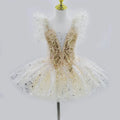 Kids Girls Professional Gold Sequin Ballet Tutu Dress