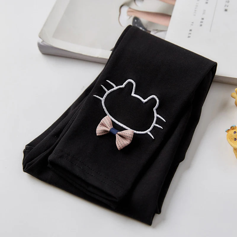 Kids Girls Kitty Design Skinny Cotton Leggings childrensterritory