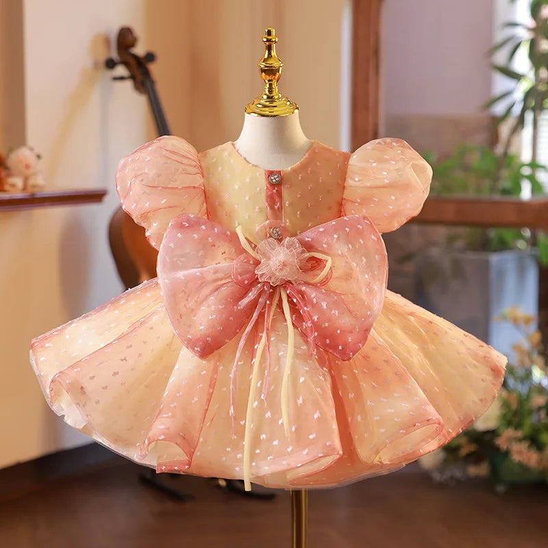 Elegant Bow Design Little Girls Princess Party Dress
