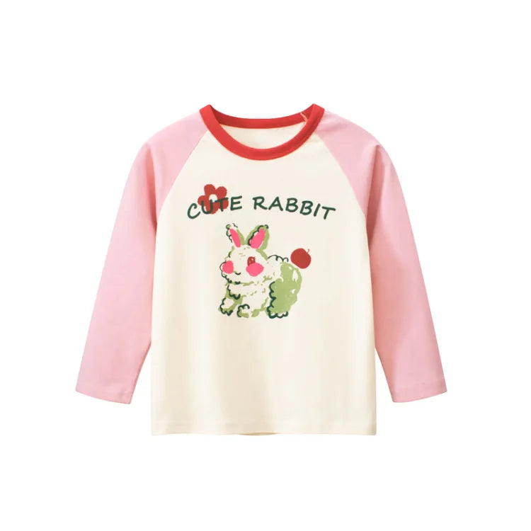 Girls' Cartoon Print Long Sleeves Stylish Tops