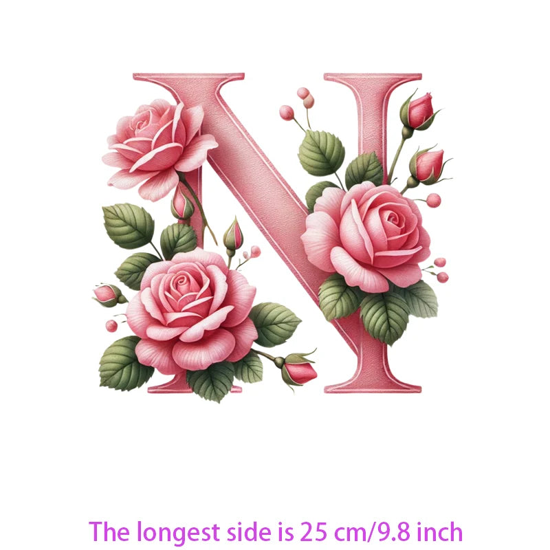 Flower Letter Ironing Transfers Decals For Clothing Diy Appliques