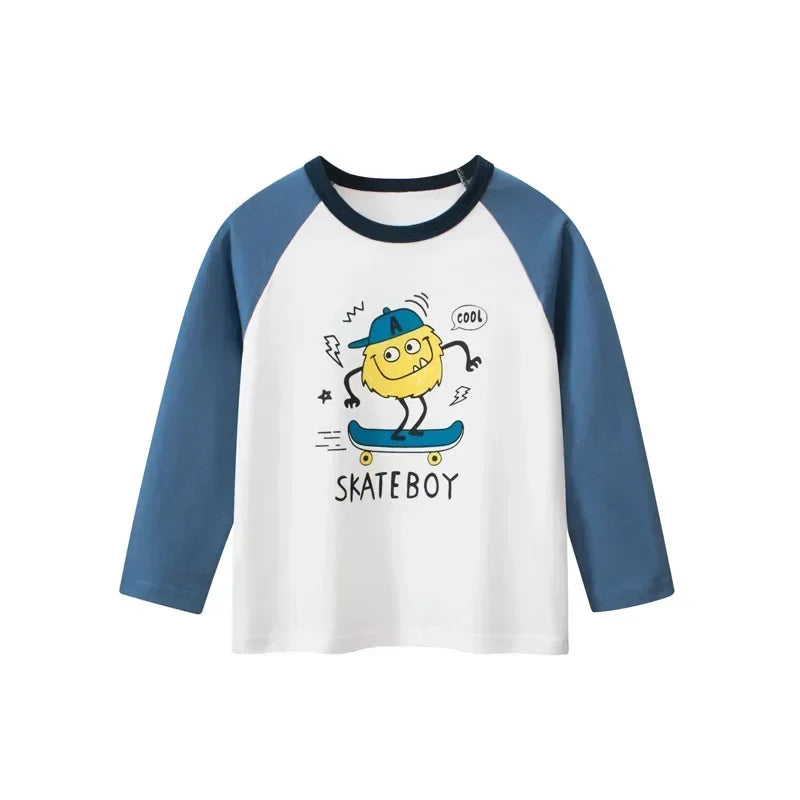 Rugby Letter Print Kids Boys Bottoming Cotton T-shirts