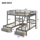 Complete Over Triple Bunk Bed with Drawers For Kids childrensterritory