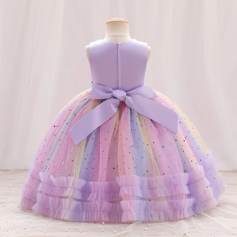 Little Girls Colorful Embroidered Sequin Evening Dresses childrensterritory