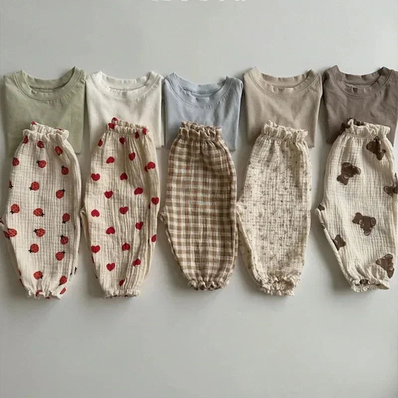 Printed Soft Cotton Girls Casual Pants childrensterritory