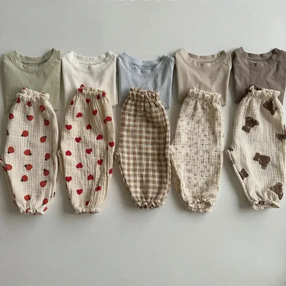 Printed Soft Cotton Girls Casual Pants childrensterritory
