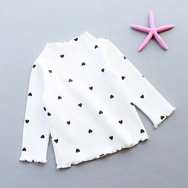 Kids Girls Lovely Heart Print Casual Tops for Autumn childrensterritory