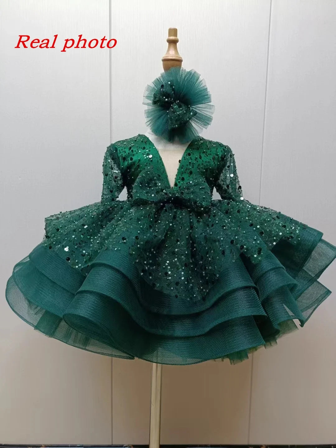 Shining V-Neck Baby/Kids Girls Communion Dresses