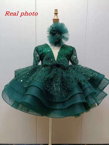 Shining V-Neck Baby/Kids Girls Communion Dresses