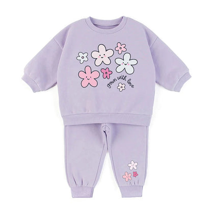Kids Cartoon Print Long Sleeves Warm Clothing Set childrensterritory