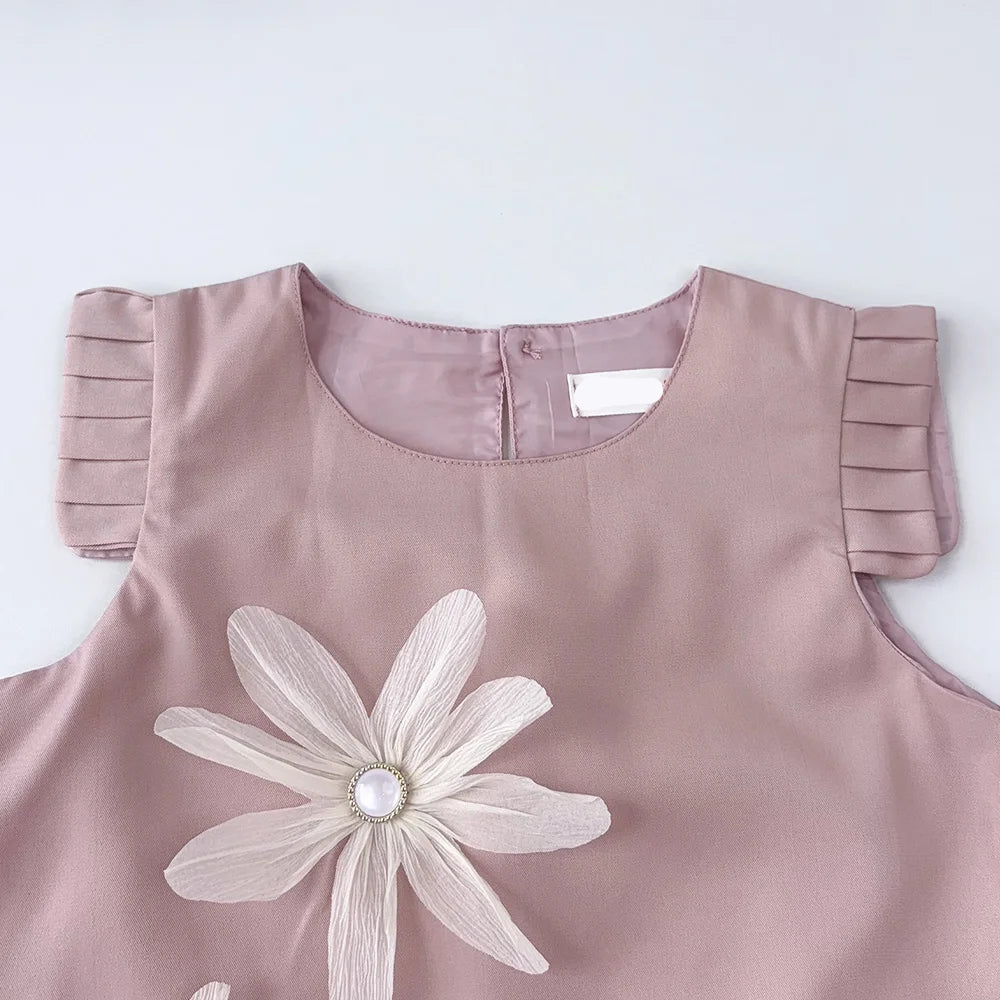 3D Flower Design Kids Girls Summer Party Dresses childrensterritory