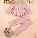 Toddler Girls' Ruffle Edge Top with Cute Hem Long Pants Outfit Set childrensterritory