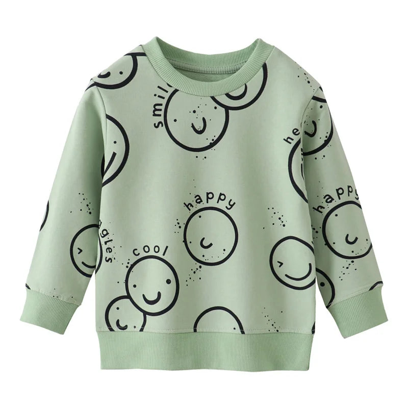 Cartoon Animal Print Long Sleeve Kids Boys Sweatshirts