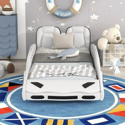 Race Car Design Twin Platform Bed with Backrest