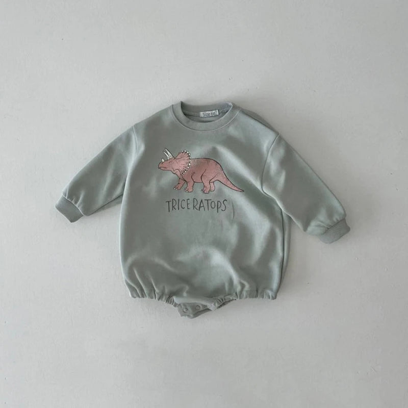 Baby Dinosaur Print Sweatshirt/Romper