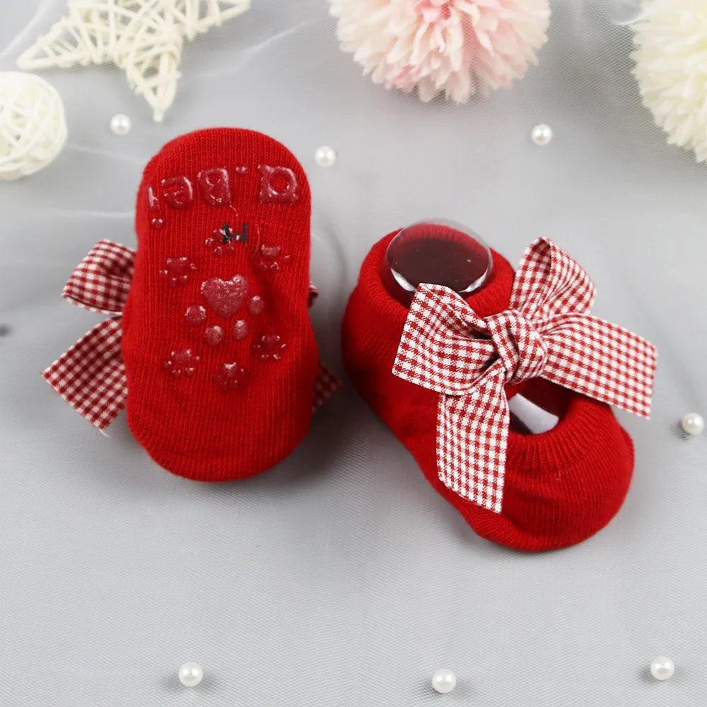 Bow Design Newborn Baby Girl Cotton Socks