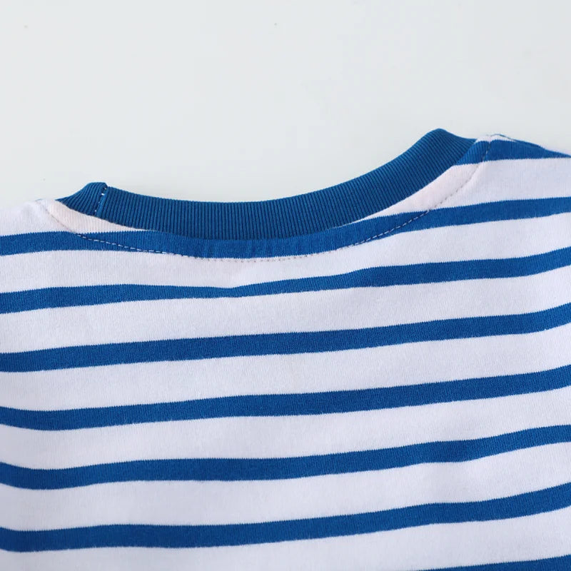 Dinosaurs Cartoon Striped Design Summer T-shirts for Kids Boys childrensterritory