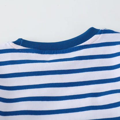 Dinosaurs Cartoon Striped Design Summer T-shirts for Kids Boys childrensterritory