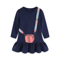 Cartoon Bag Print Kids Girls Tutu Winter Princess Dresses