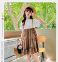 Girls Floral Pattern Patchwork Summer Party Dress childrensterritory