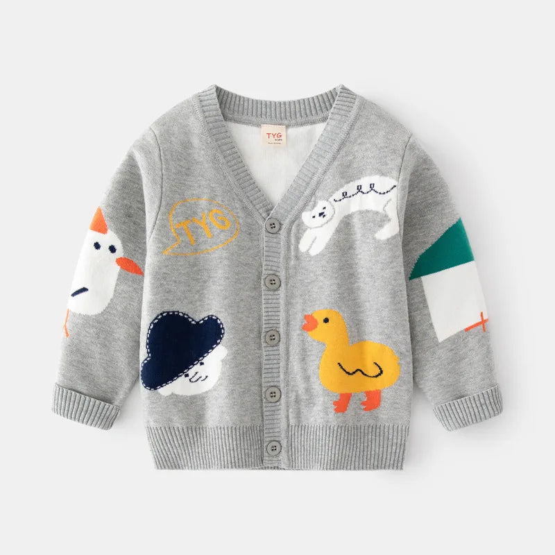 Cartoon Print Kids Long Sleeves Winter Sweater