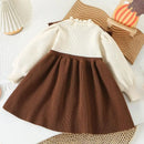 Girls’ Elegant Bow Design Long-Sleeve Warm Dresses childrensterritory
