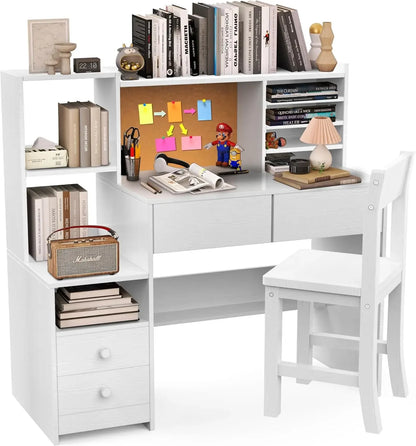 Kids Study Desk with 4 Drawers and Chair Set childrensterritory