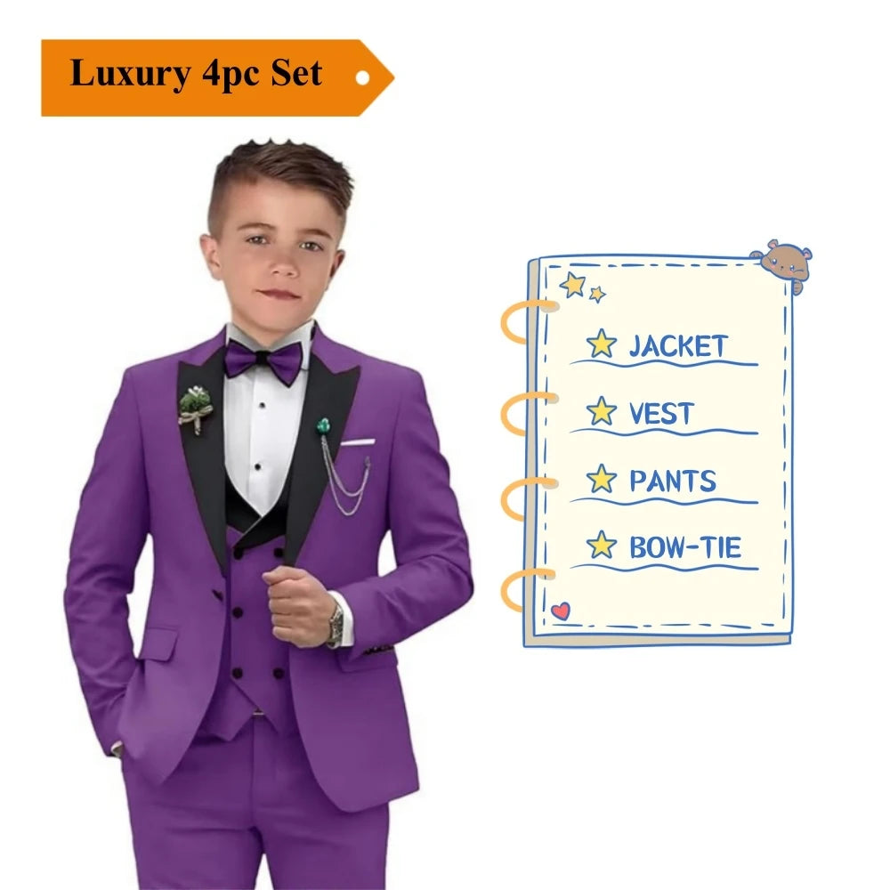 Kids Boys 4 Piece Formal Blazer Suits Set childrensterritory