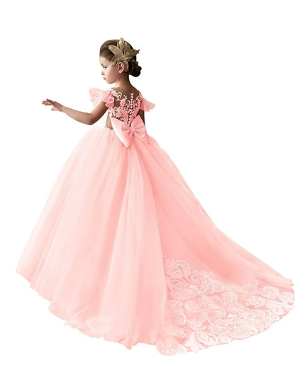 Baby/Kids Girls Long Lace Design First Communion Gowns childrensterritory