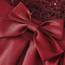 Sequin Bow Design Kids Girls Bridesmaid Princess Party Dress childrensterritory
