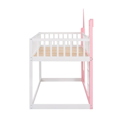 Twin Over Twin Castle Bunk Bed with Ladder childrensterritory