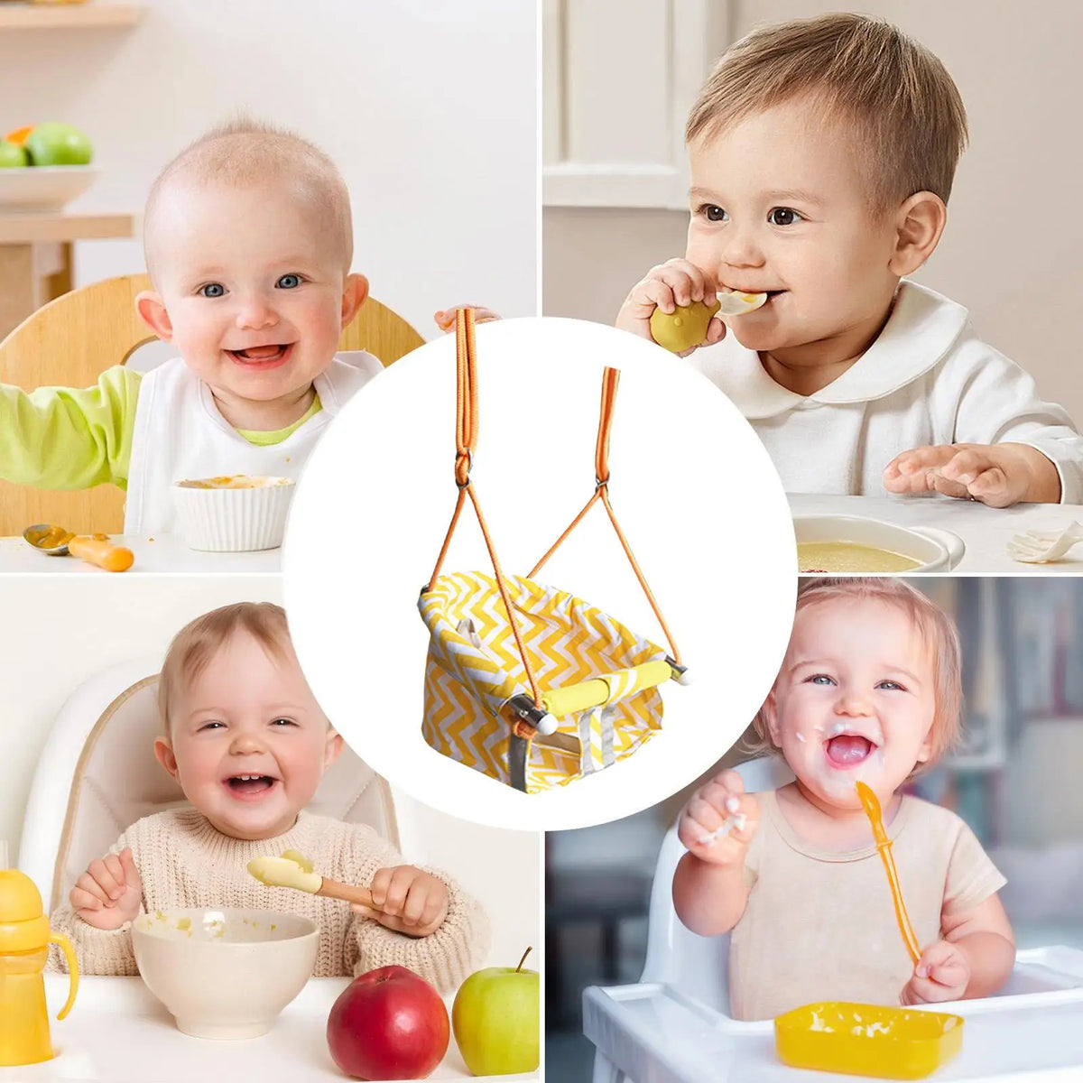 Cartoon Canvas Baby Wood Hanging Chair Outdoor Toy