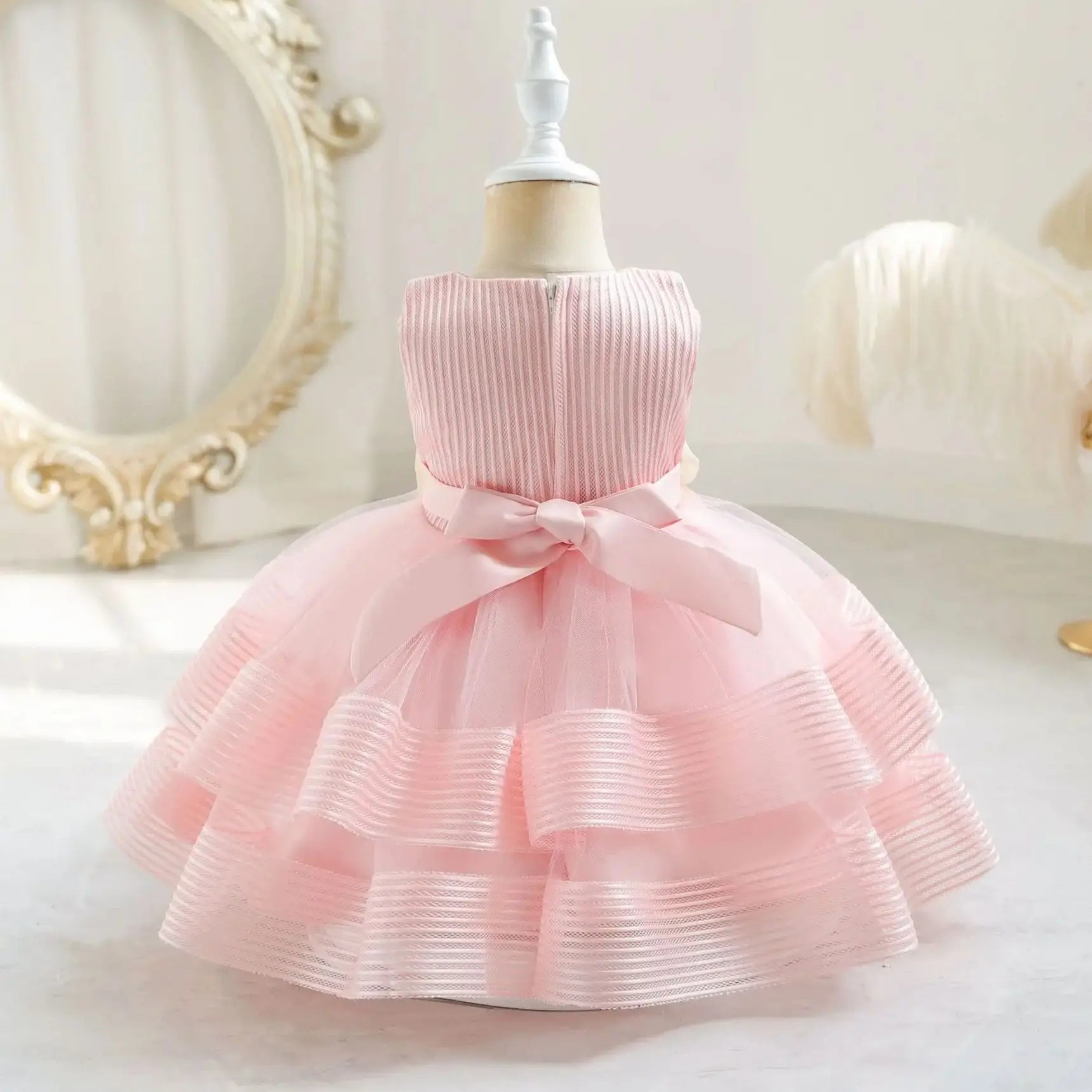 Baby Girls' Half-Sleeves Flower Design Party Dresses