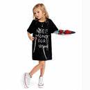 Letter Print Kids Girls Casual Summer Knee Length Dress childrensterritory