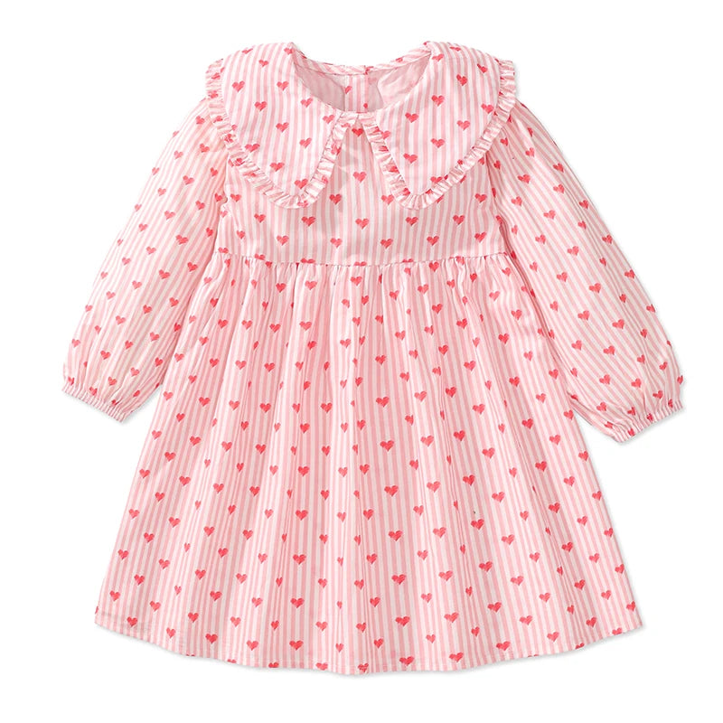 Long-Sleeved Sweetheart Lapel Collar Design Dresses for Girls childrensterritory